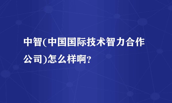 中智(中国国际技术智力合作公司)怎么样啊？