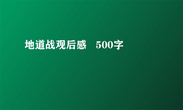 地道战观后感   500字