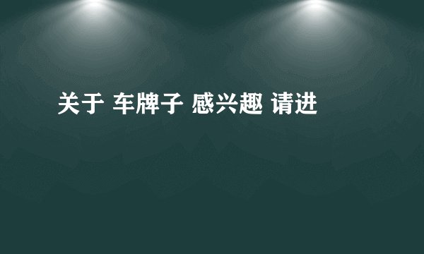 关于 车牌子 感兴趣 请进