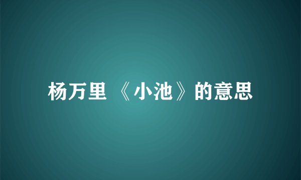 杨万里 《小池》的意思