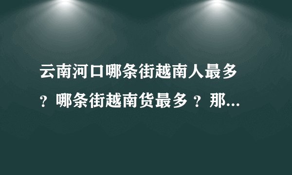 云南河口哪条街越南人最多 ？哪条街越南货最多 ？那里住宿怎么样？一个人去应注意什么？