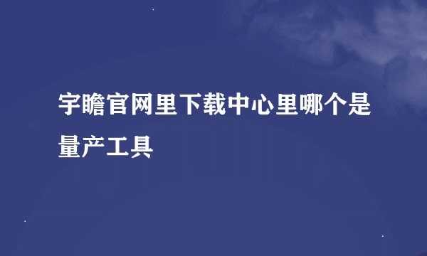 宇瞻官网里下载中心里哪个是量产工具