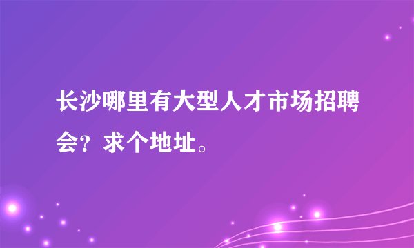 长沙哪里有大型人才市场招聘会？求个地址。