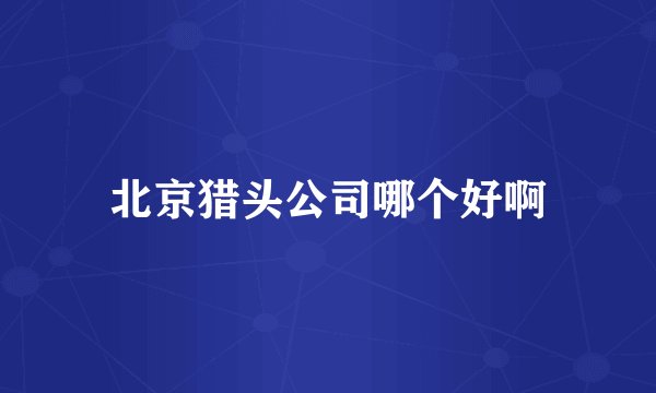 北京猎头公司哪个好啊