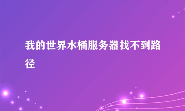 我的世界水桶服务器找不到路径