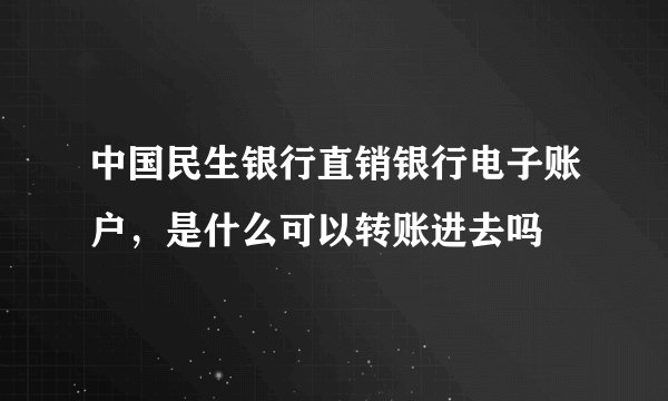 中国民生银行直销银行电子账户，是什么可以转账进去吗