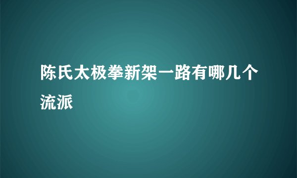 陈氏太极拳新架一路有哪几个流派