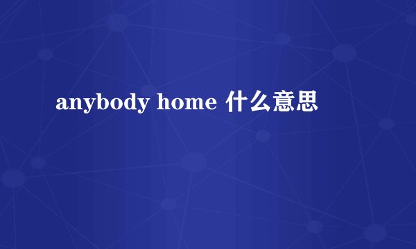 anybody home 什么意思