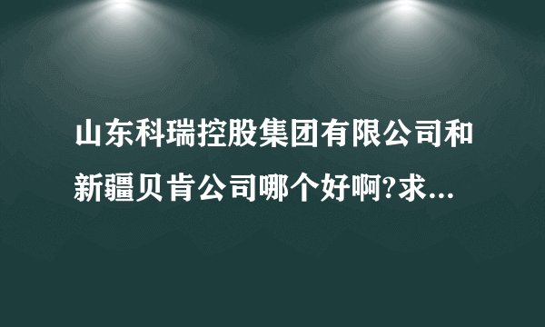 山东科瑞控股集团有限公司和新疆贝肯公司哪个好啊?求高人指点