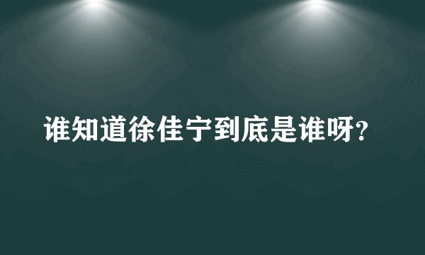 谁知道徐佳宁到底是谁呀？