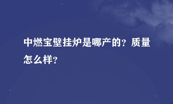 中燃宝壁挂炉是哪产的？质量怎么样？