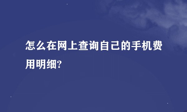 怎么在网上查询自己的手机费用明细?
