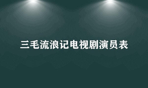 三毛流浪记电视剧演员表