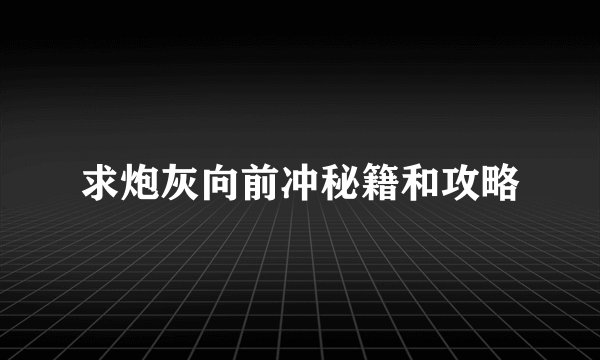 求炮灰向前冲秘籍和攻略