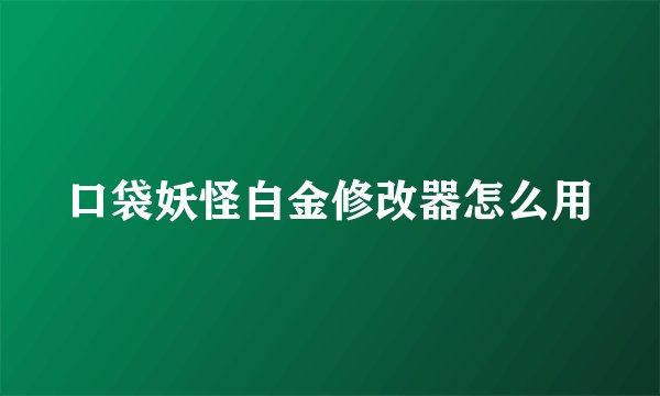 口袋妖怪白金修改器怎么用