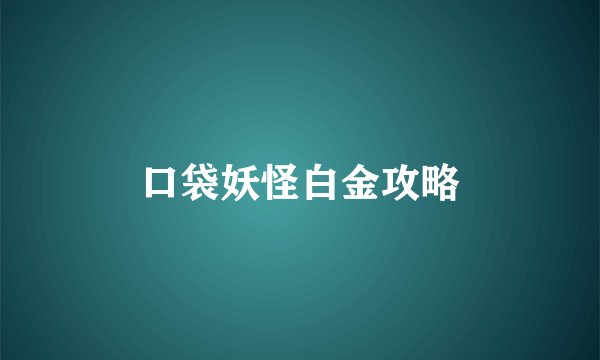 口袋妖怪白金攻略