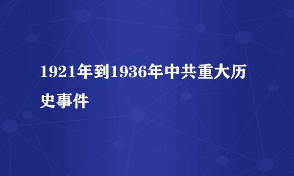 1921年到1936年中共重大历史事件