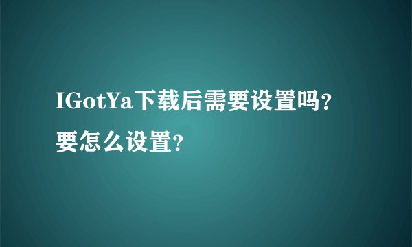 IGotYa下载后需要设置吗？要怎么设置？