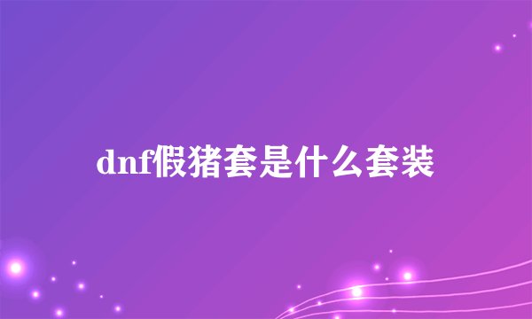 dnf假猪套是什么套装