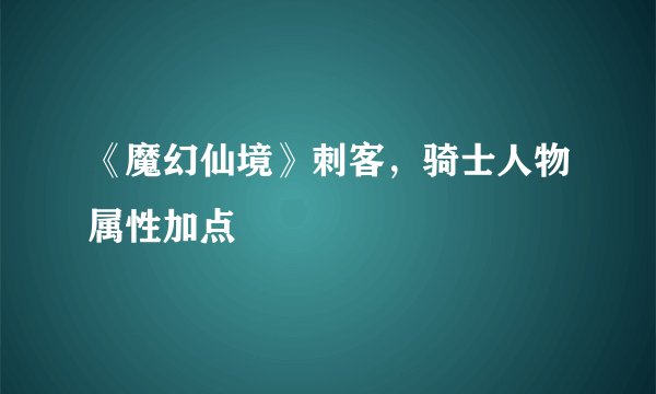 《魔幻仙境》刺客，骑士人物属性加点