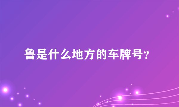鲁是什么地方的车牌号？