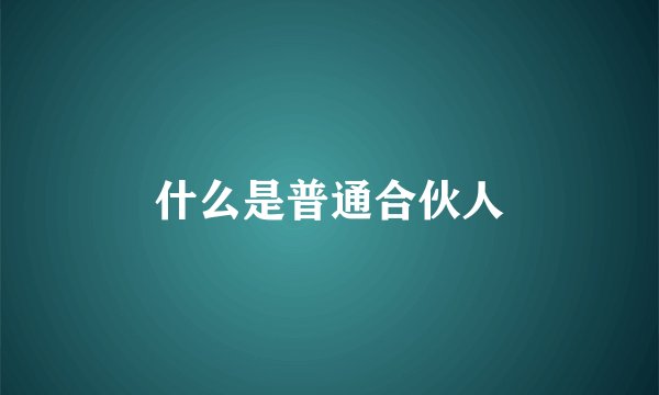 什么是普通合伙人