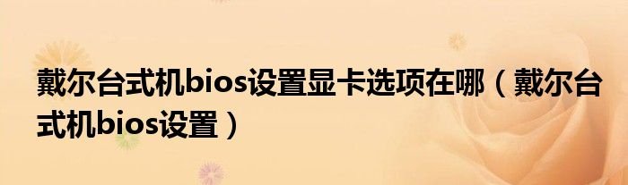 戴尔台式机bios设置显卡选项在哪戴尔台式机bios设置