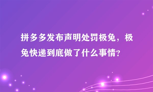 拼多多发布声明处罚极兔，极兔快递到底做了什么事情？
