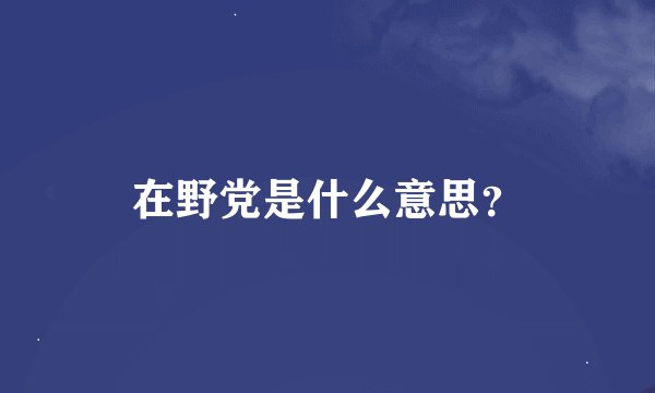 在野党是什么意思？