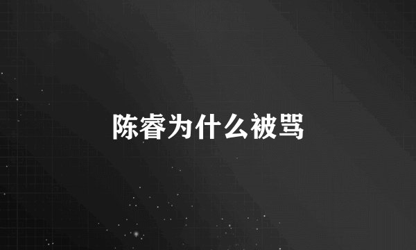 陈睿为什么被骂