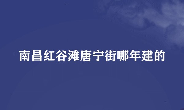 南昌红谷滩唐宁街哪年建的