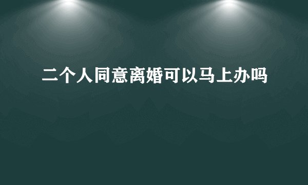 二个人同意离婚可以马上办吗