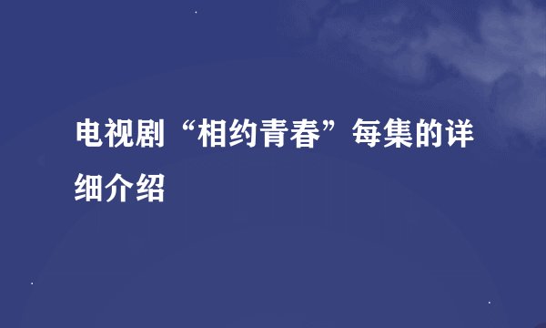 电视剧“相约青春”每集的详细介绍
