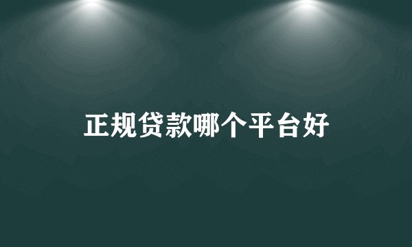 正规贷款哪个平台好