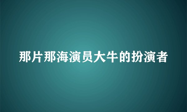 那片那海演员大牛的扮演者