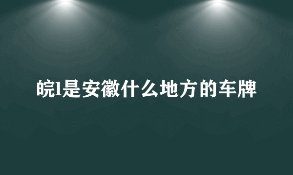 皖l是安徽什么地方的车牌