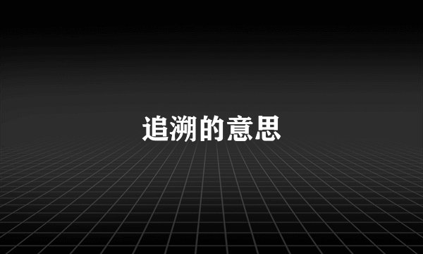 追溯的意思