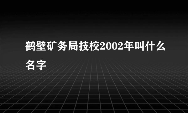 鹤壁矿务局技校2002年叫什么名字