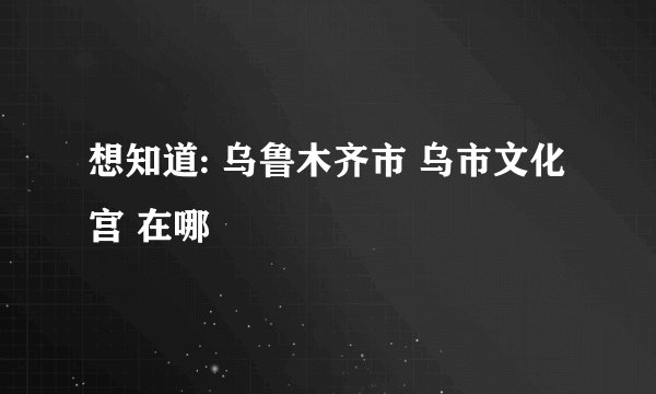 想知道: 乌鲁木齐市 乌市文化宫 在哪