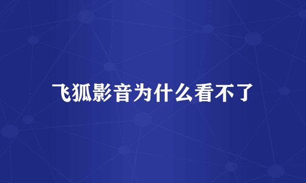 飞狐影音为什么看不了