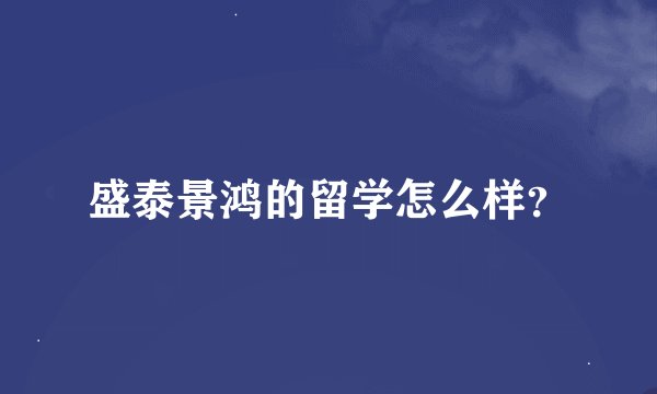 盛泰景鸿的留学怎么样？