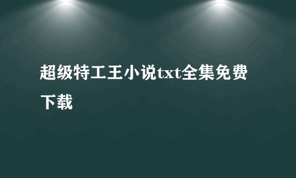 超级特工王小说txt全集免费下载