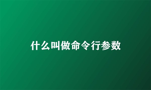 什么叫做命令行参数