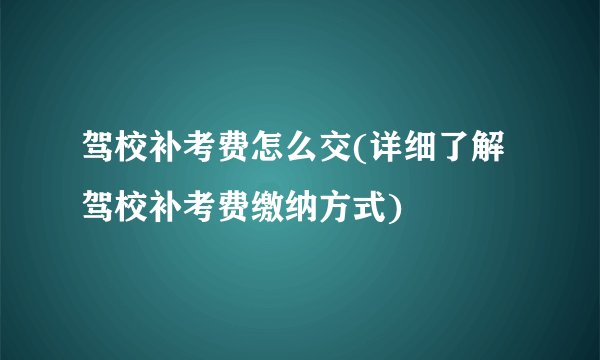 驾校补考费怎么交(详细了解驾校补考费缴纳方式)