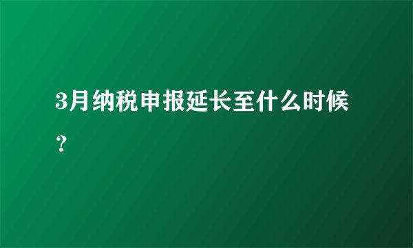 3月纳税申报延长至什么时候？
