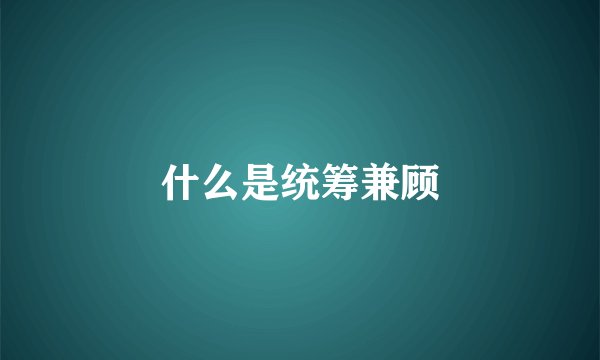 什么是统筹兼顾