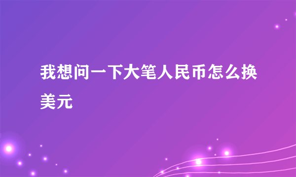 我想问一下大笔人民币怎么换美元