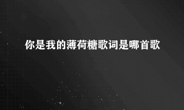 你是我的薄荷糖歌词是哪首歌