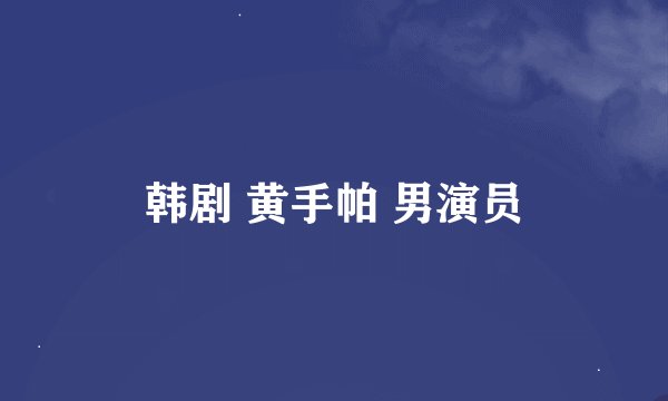 韩剧 黄手帕 男演员