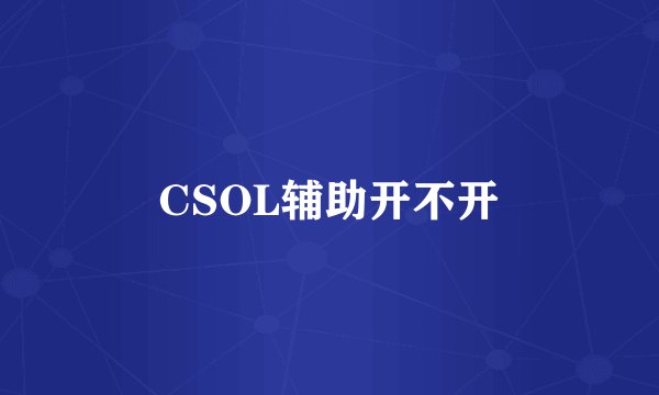 CSOL辅助开不开
